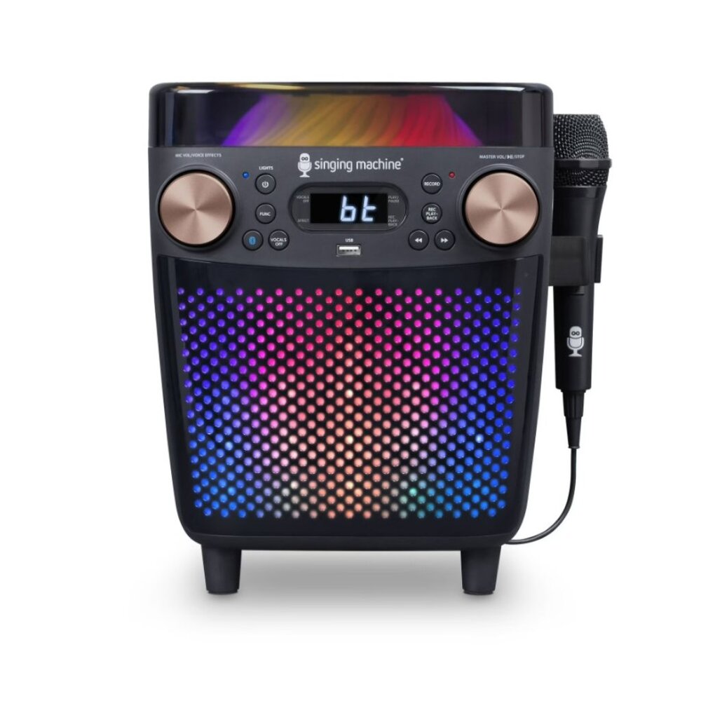 New Karaoke Singing Machine Portable Bluetooth Speaker Microphone Light Show Par